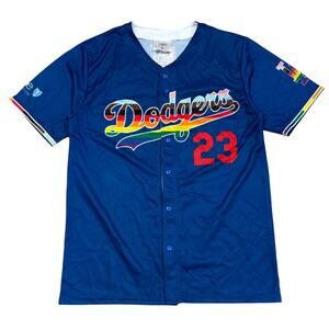LA Dodgers 2023 Pride LGBTQ Rainbow Baseball Jersey Size Medium